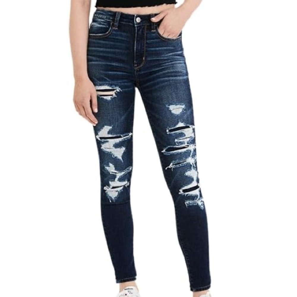 American Eagle Super Hi-Rise Jeggings Distressed Short Inseam
